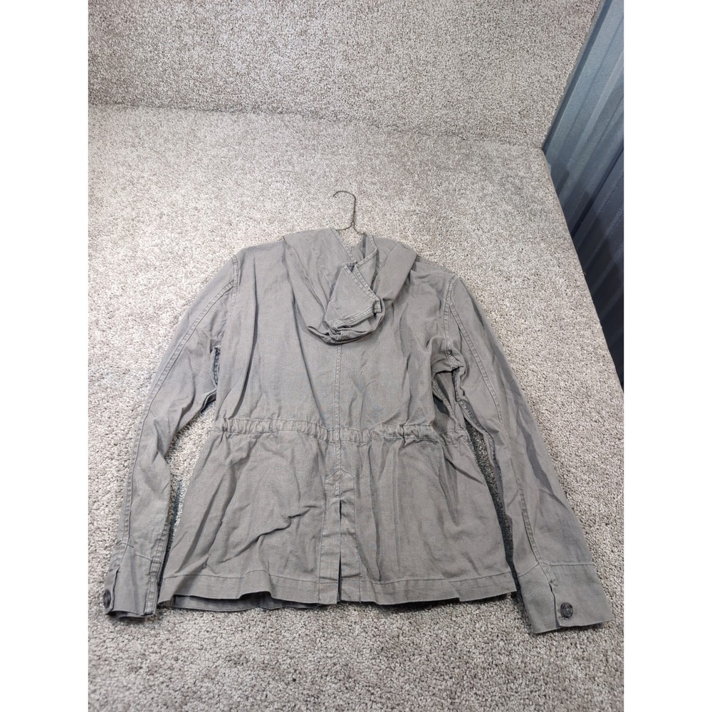 Carbon 2 Cobalt Womens Linen Cotton Hooded Jacket Taupe Grey Drawstring XS - Picture 6 of 7
